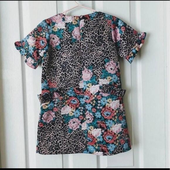 Crewcuts Girls Leopard Floral Party Dress Ruffled Sleeves 4T - Picture 5 of 5